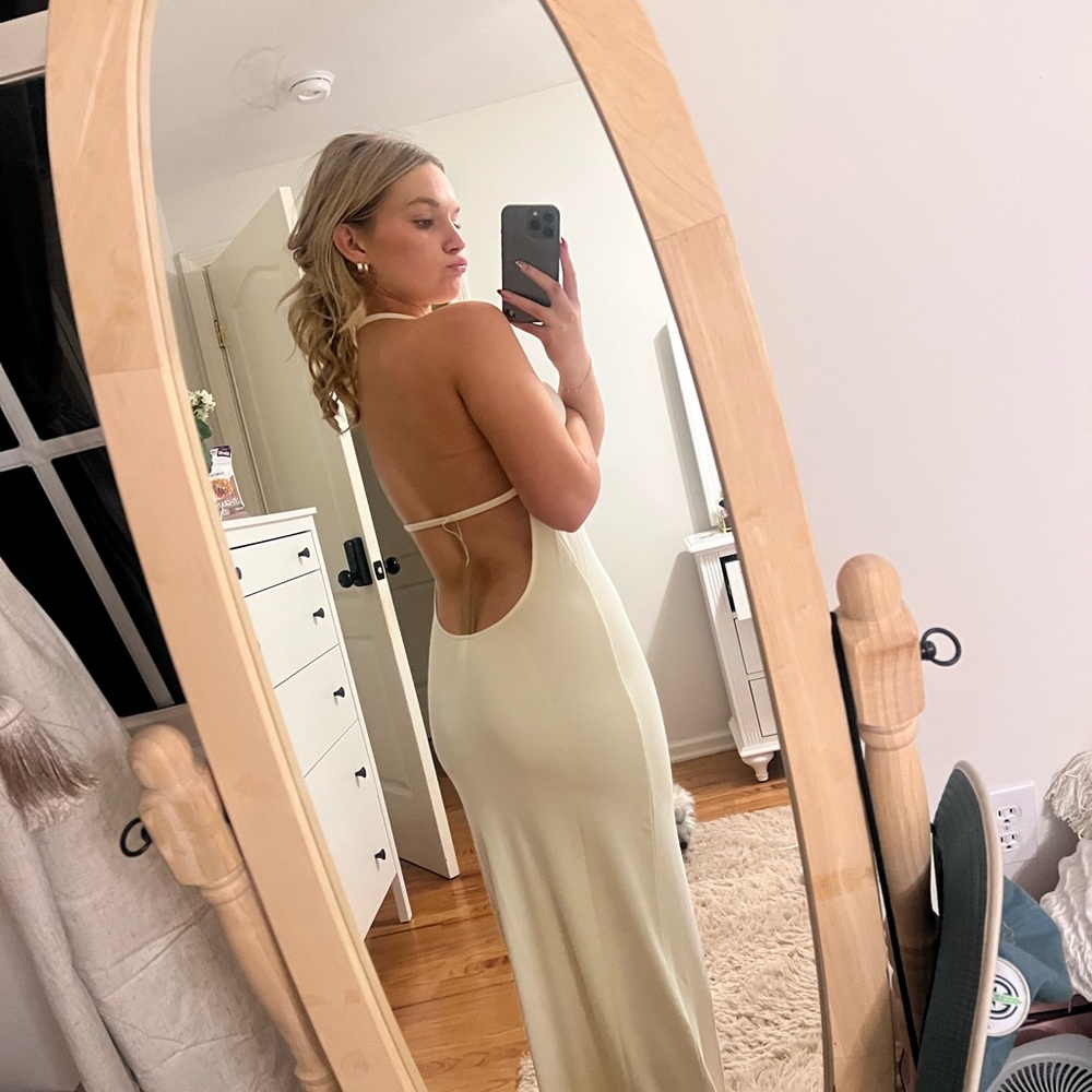 SKIMS Elegant Cream Halter Dress